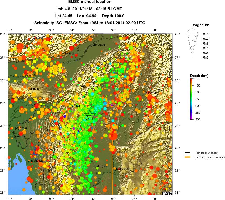 regional depth historical seismicity