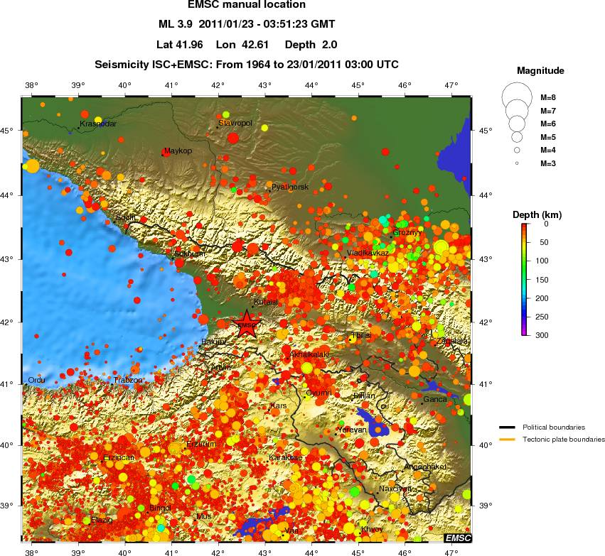 regional depth historical seismicity
