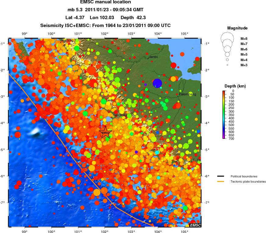 regional depth historical seismicity