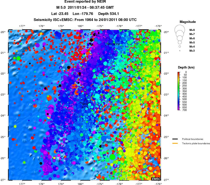 regional depth historical seismicity