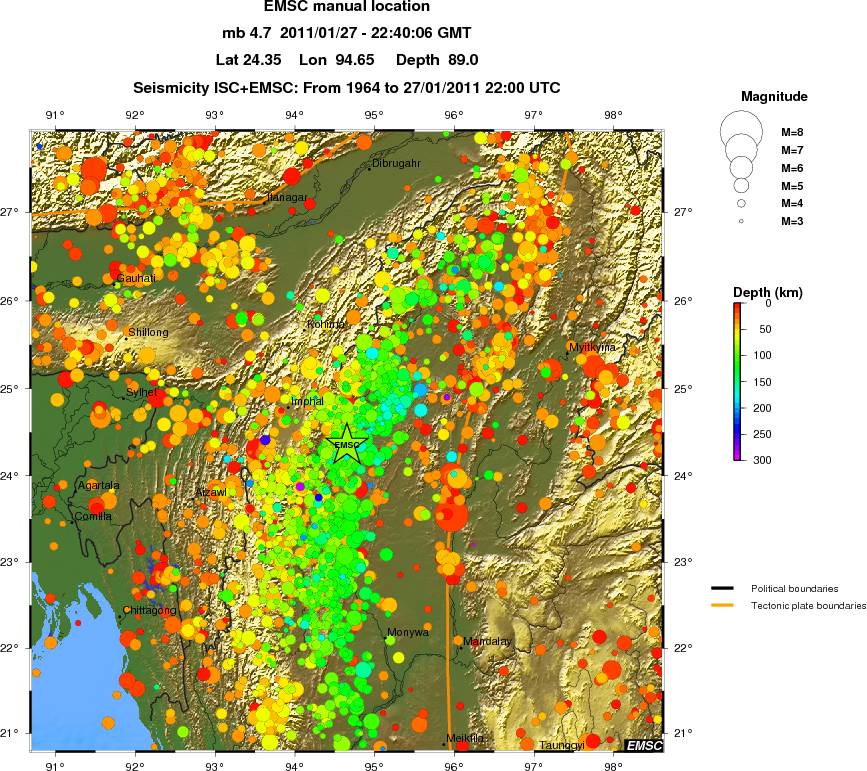 regional depth historical seismicity