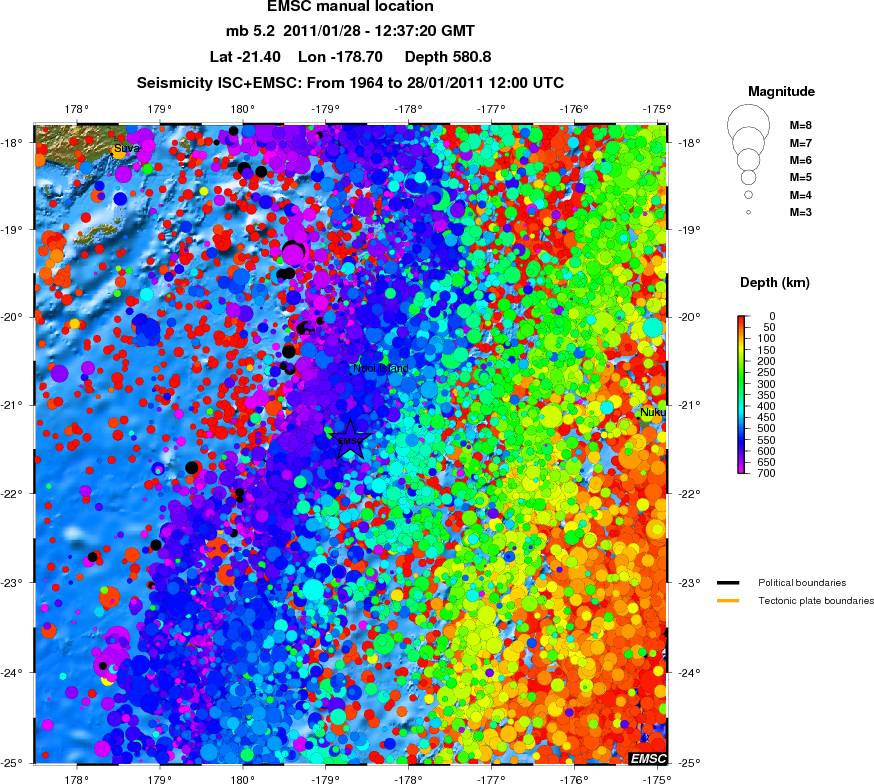 regional depth historical seismicity