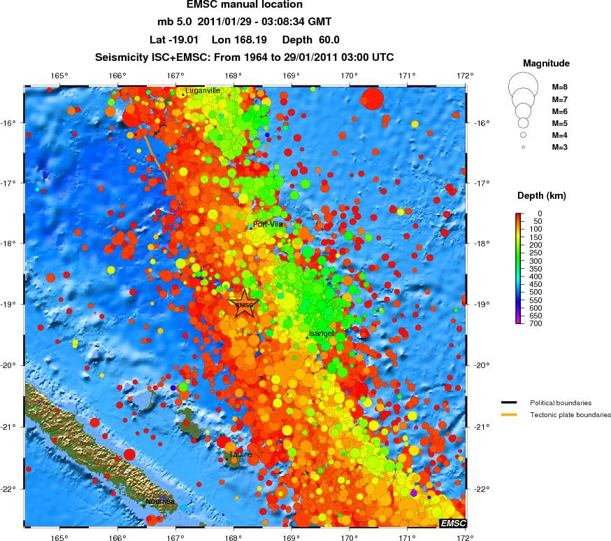 regional depth historical seismicity