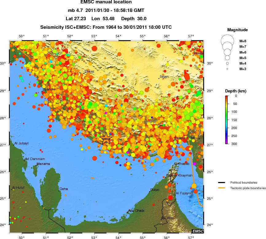 regional depth historical seismicity