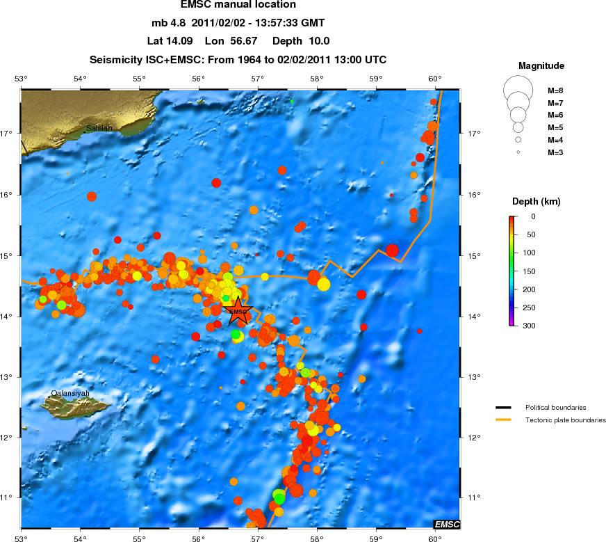 regional depth historical seismicity