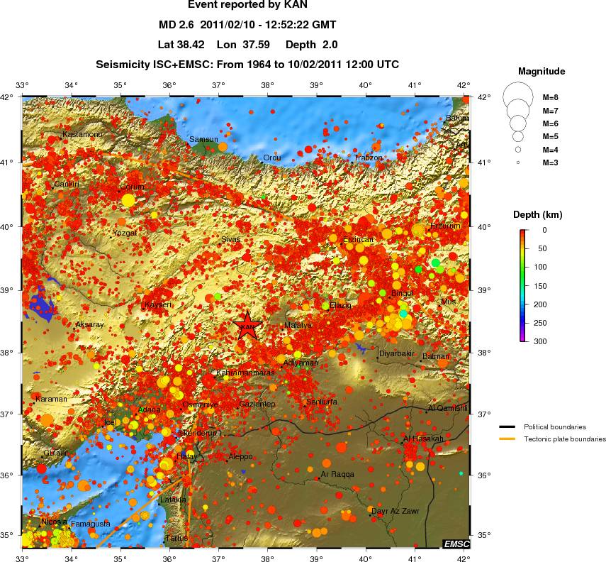 regional depth historical seismicity