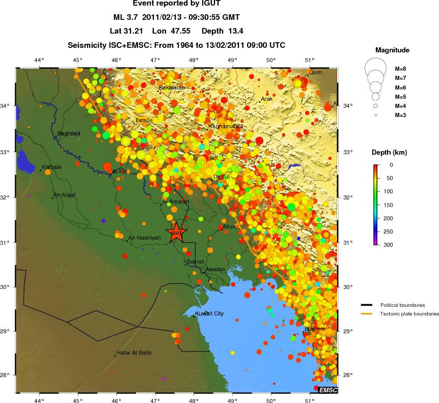 regional depth historical seismicity
