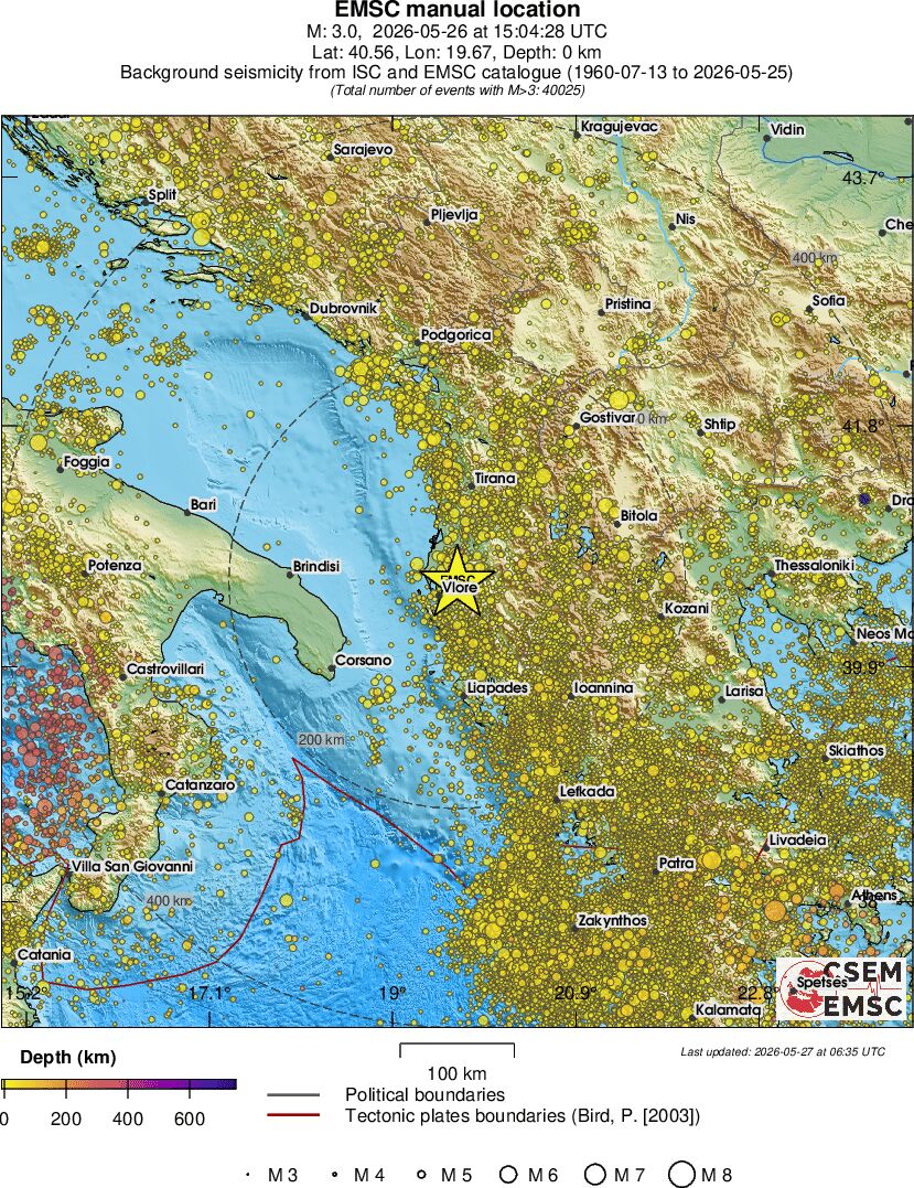 regional depth historical seismicity