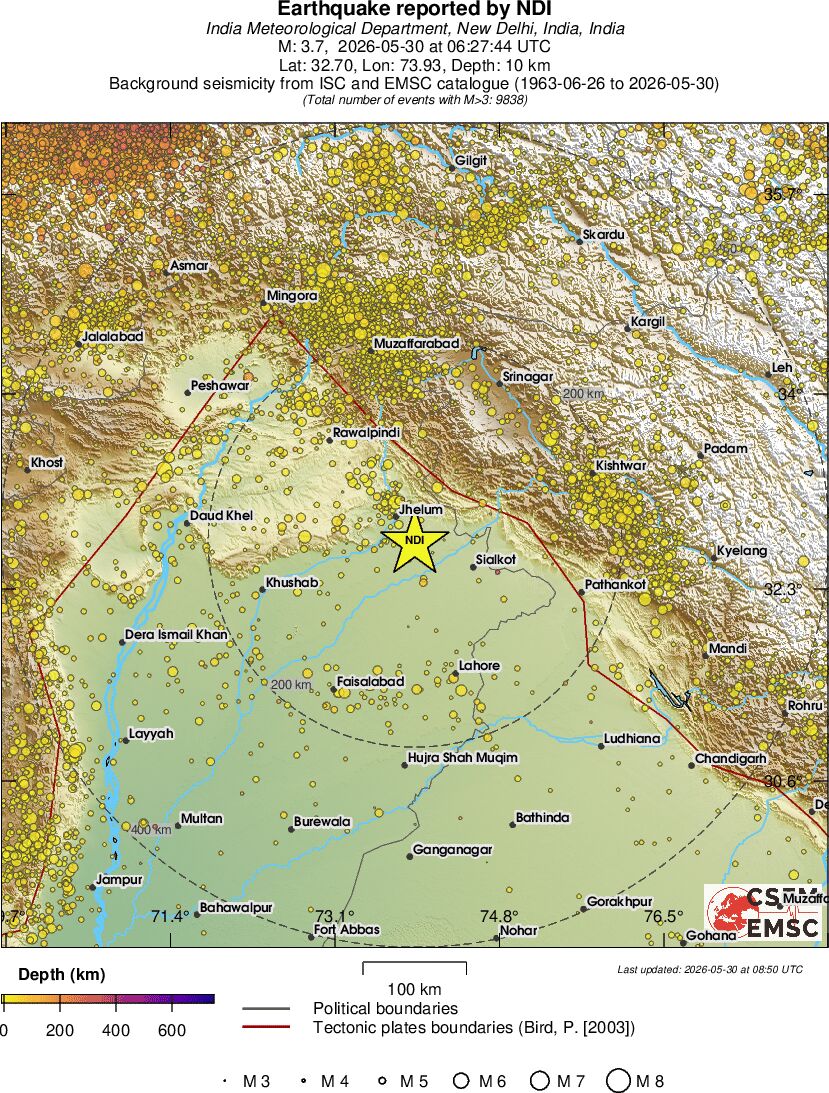 regional depth historical seismicity