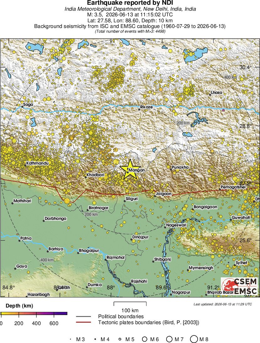 regional depth historical seismicity