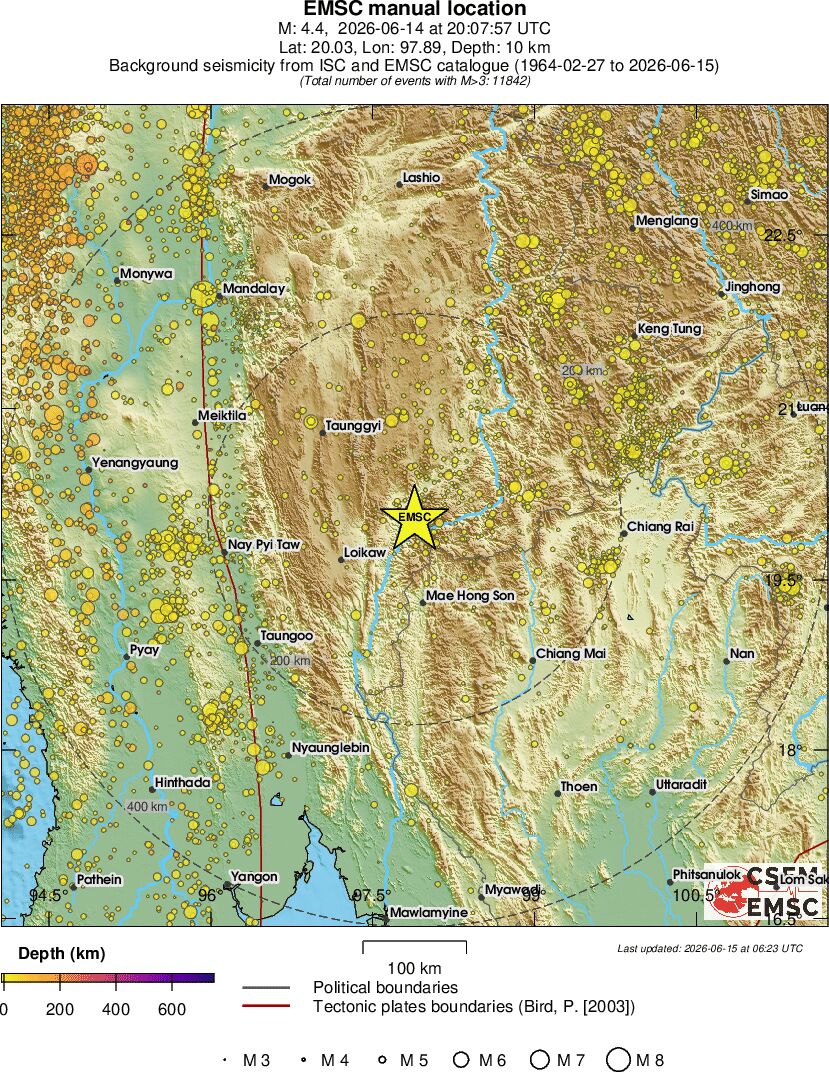 regional depth historical seismicity