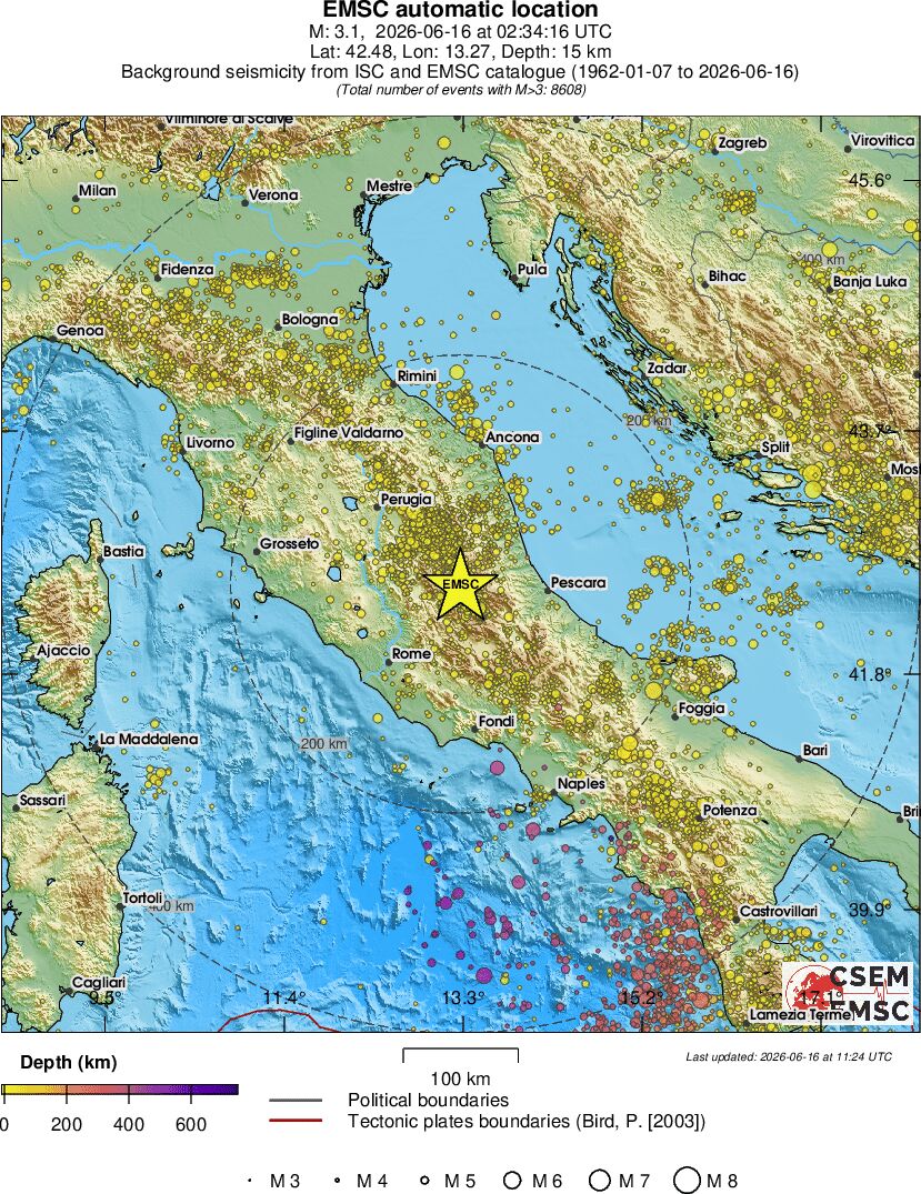 regional depth historical seismicity