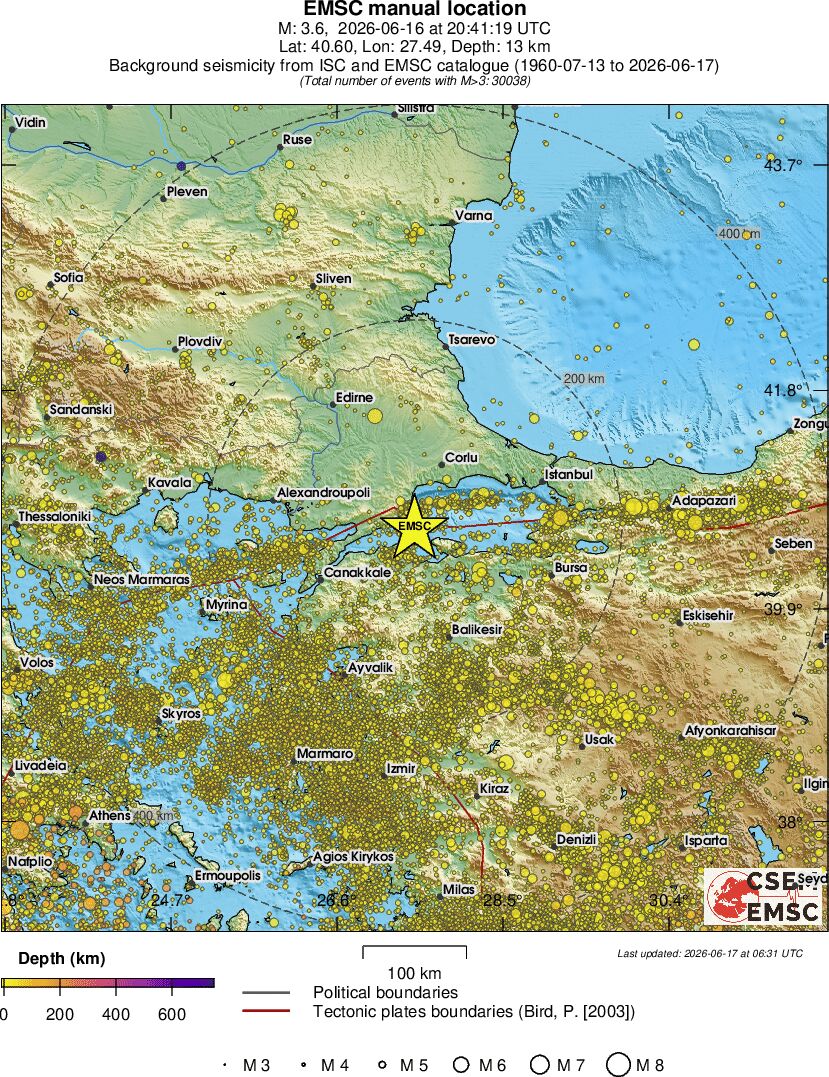 regional depth historical seismicity
