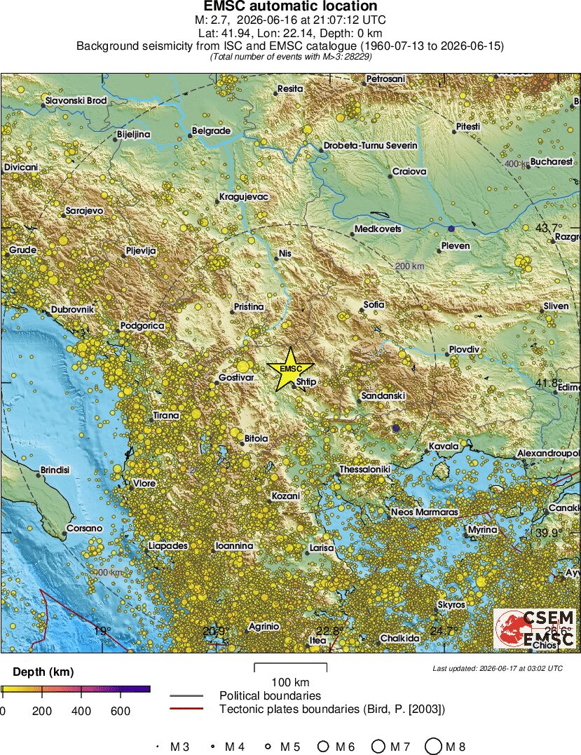 regional depth historical seismicity