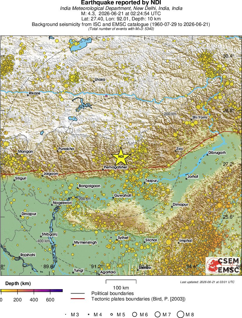 regional depth historical seismicity