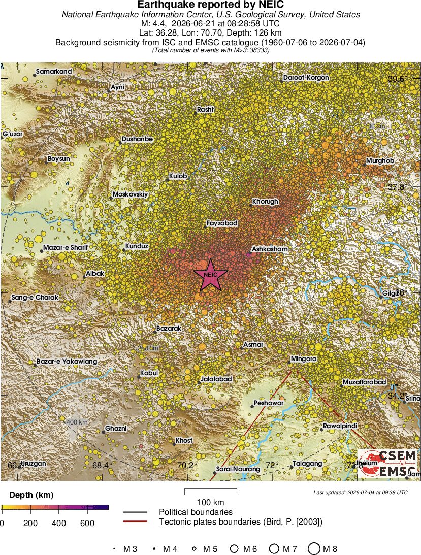 regional depth historical seismicity