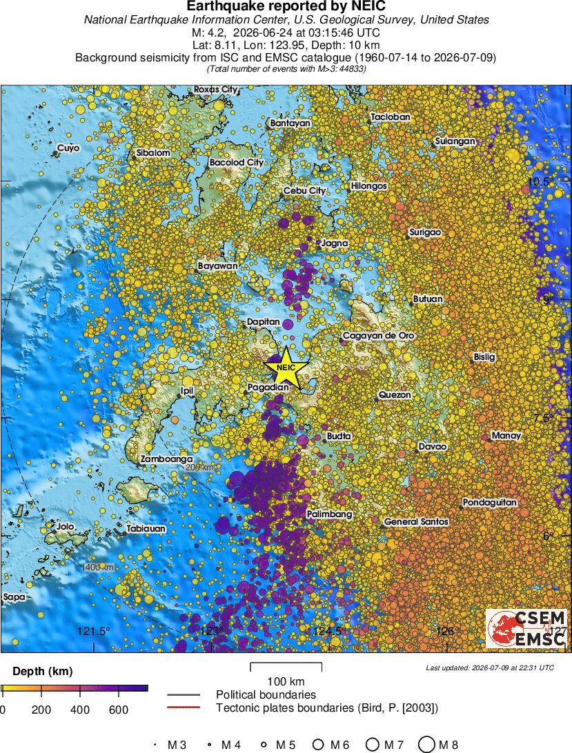 regional depth historical seismicity