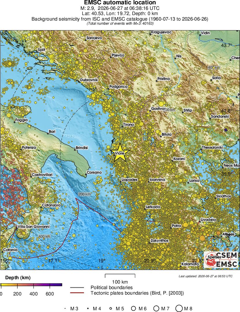 regional depth historical seismicity