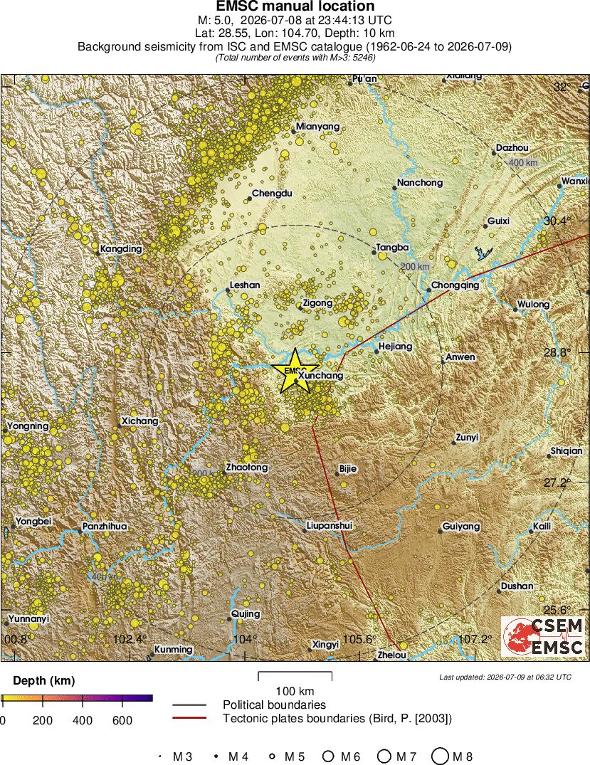 regional depth historical seismicity