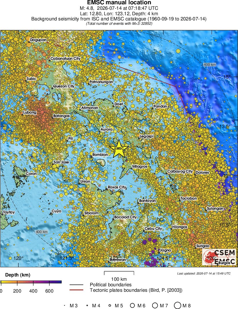 regional depth historical seismicity