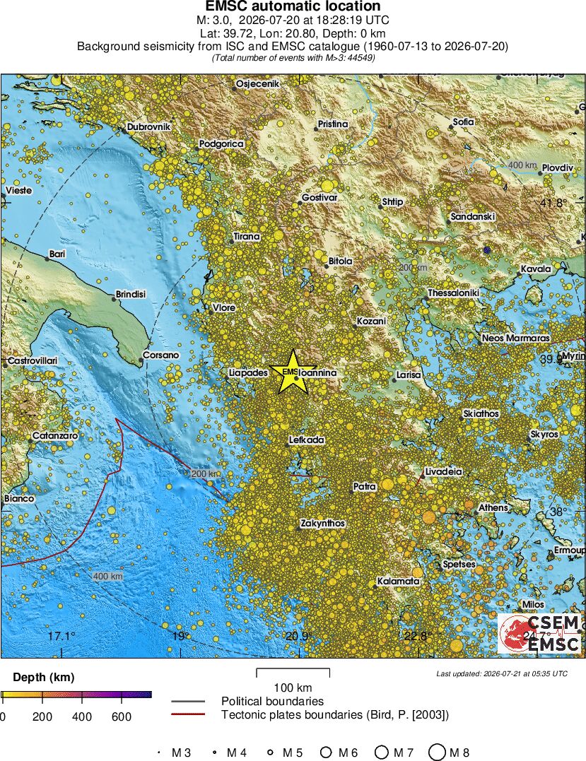 regional depth historical seismicity