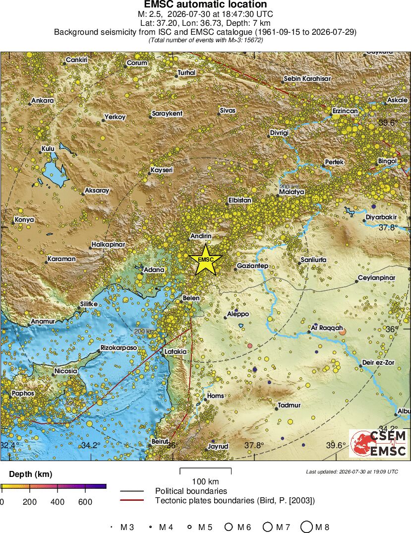 regional depth historical seismicity