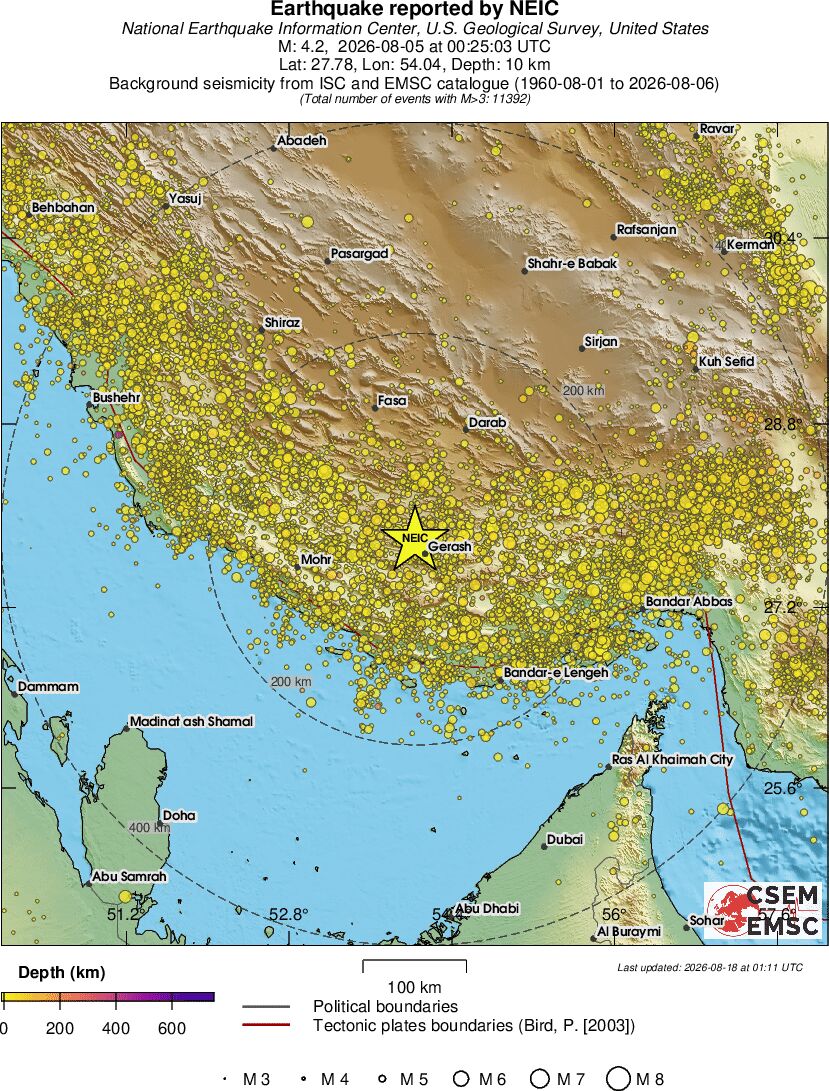 regional depth historical seismicity