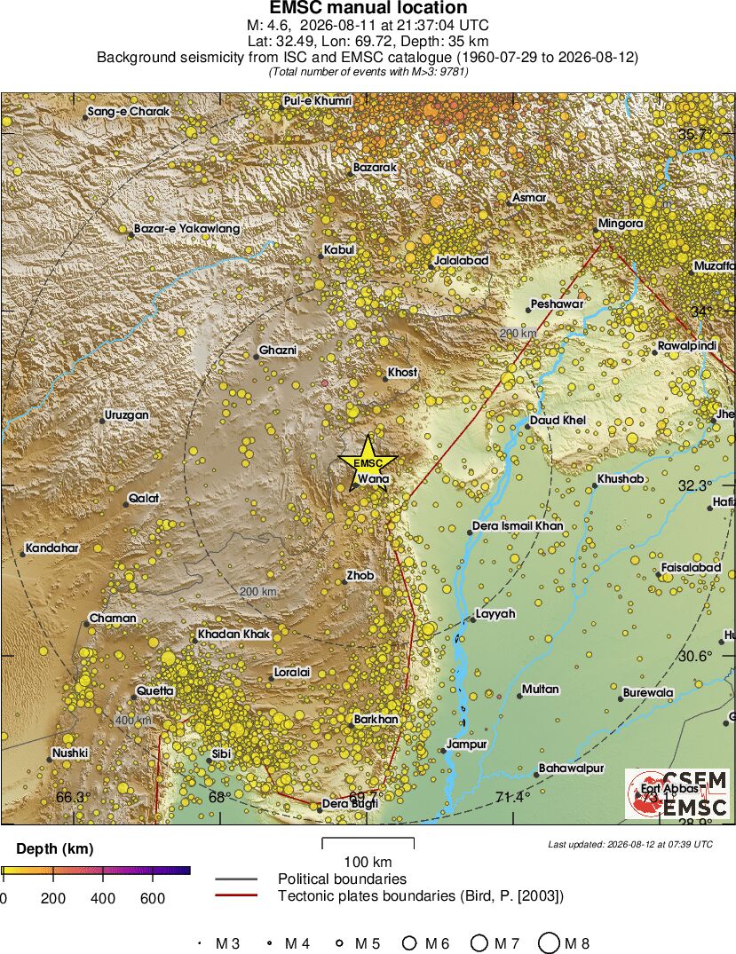 regional depth historical seismicity