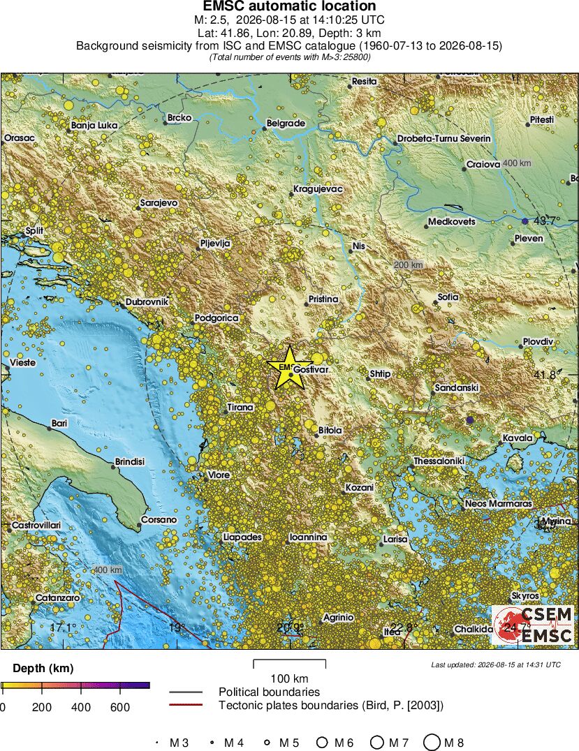 regional depth historical seismicity