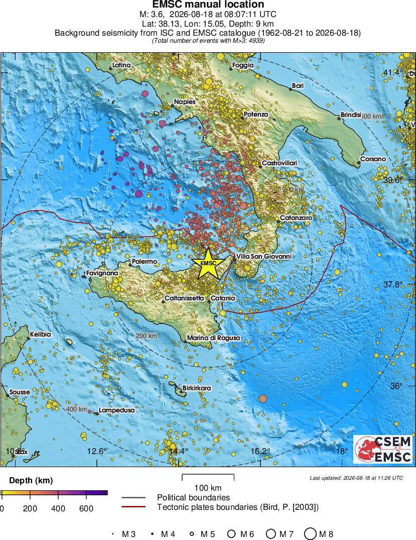regional depth historical seismicity