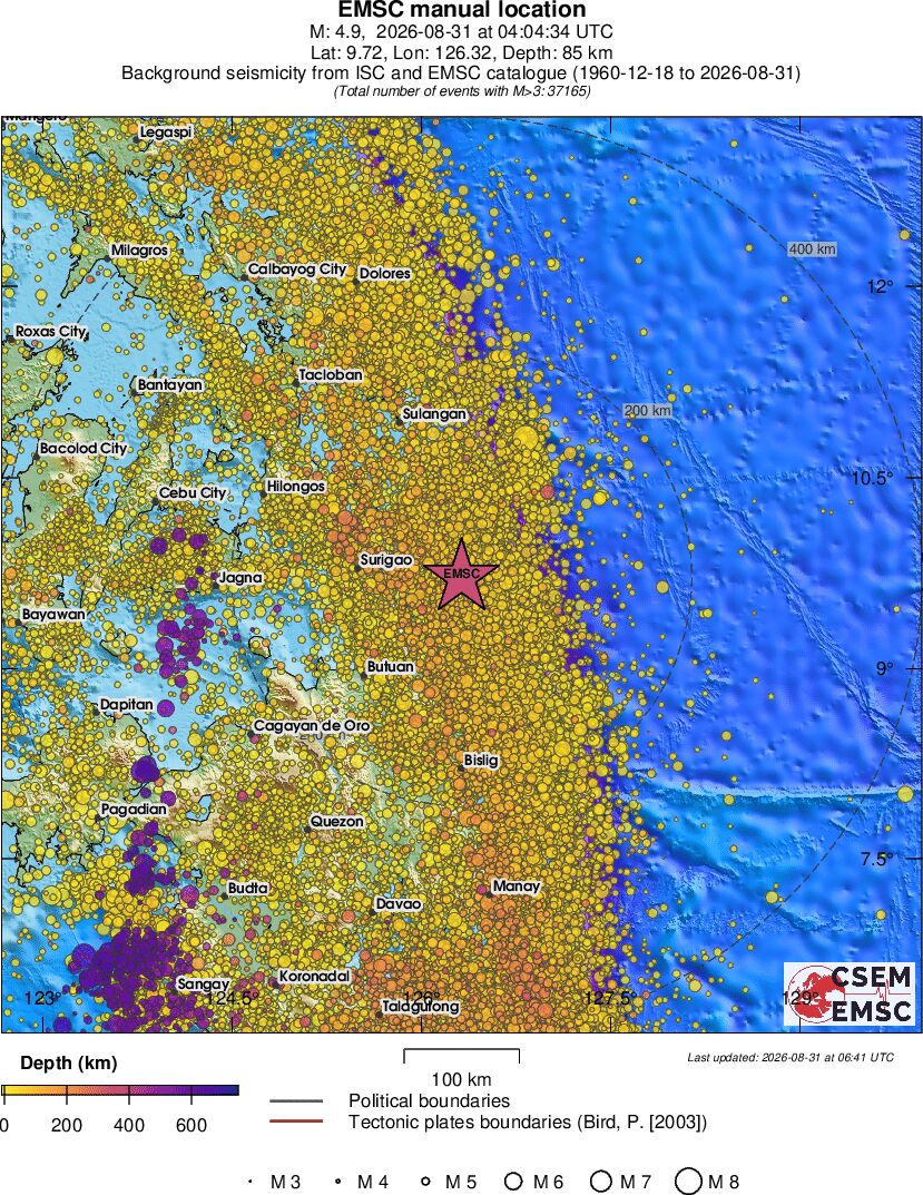 regional depth historical seismicity