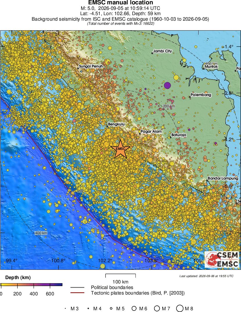 regional depth historical seismicity