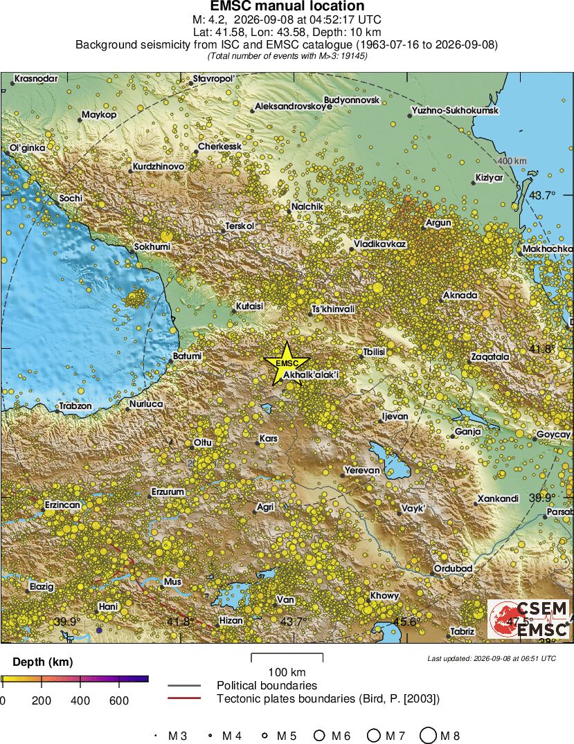 regional depth historical seismicity