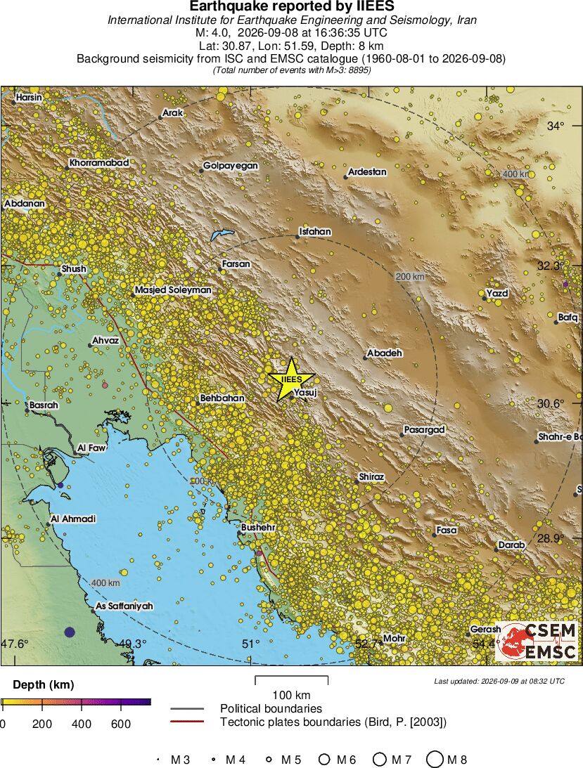 regional depth historical seismicity