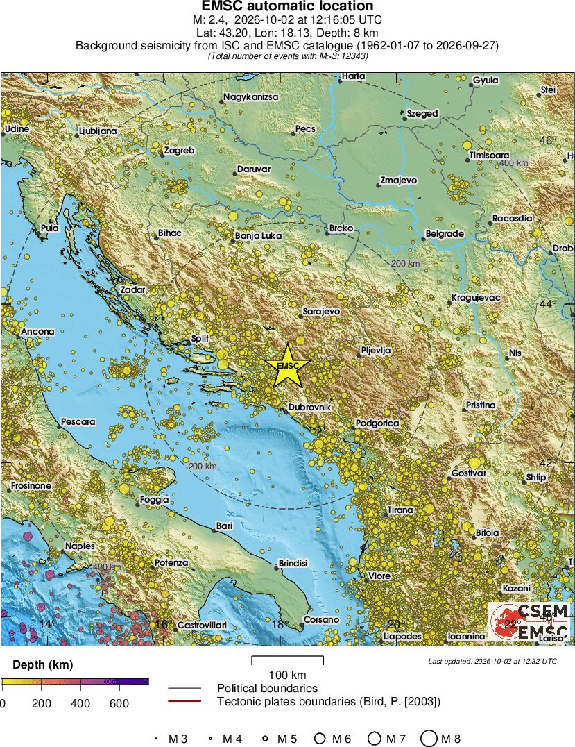 regional depth historical seismicity