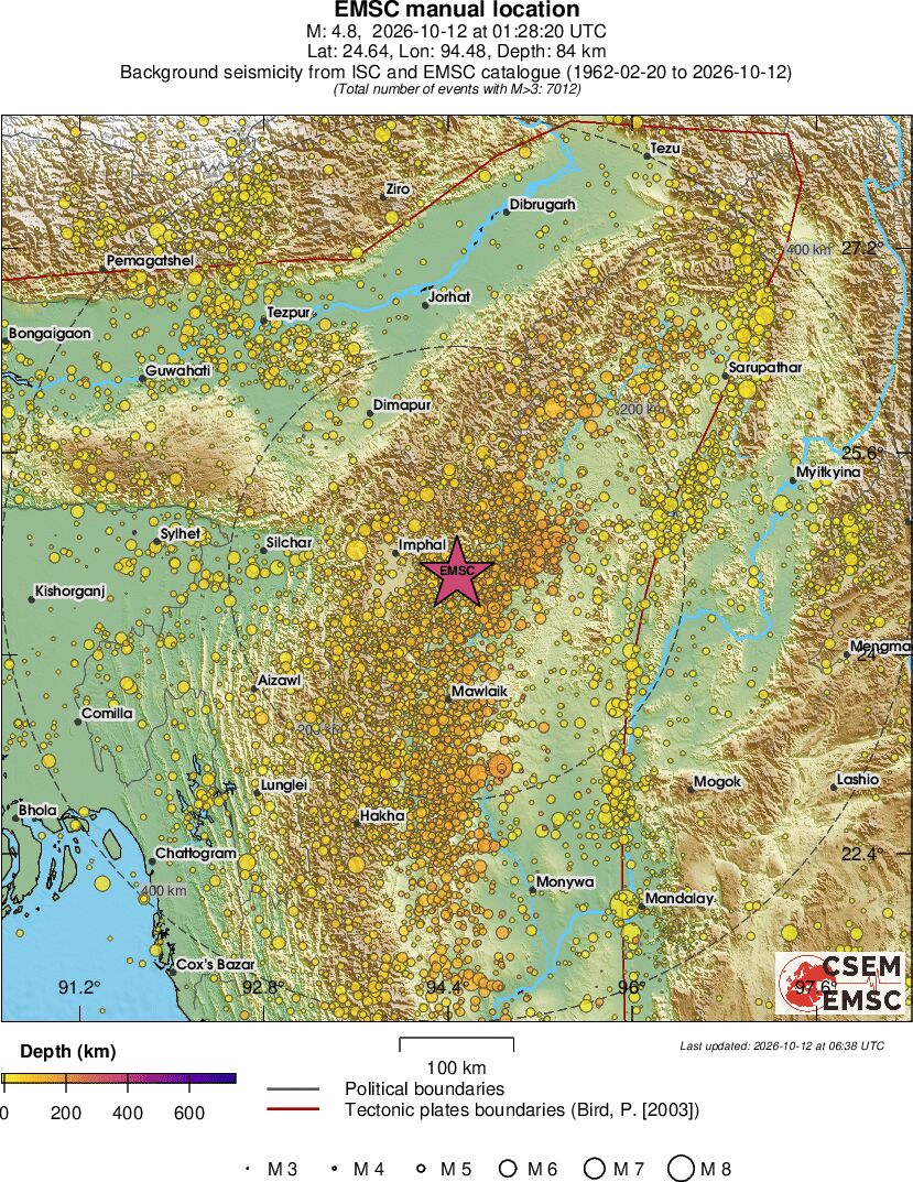 regional depth historical seismicity
