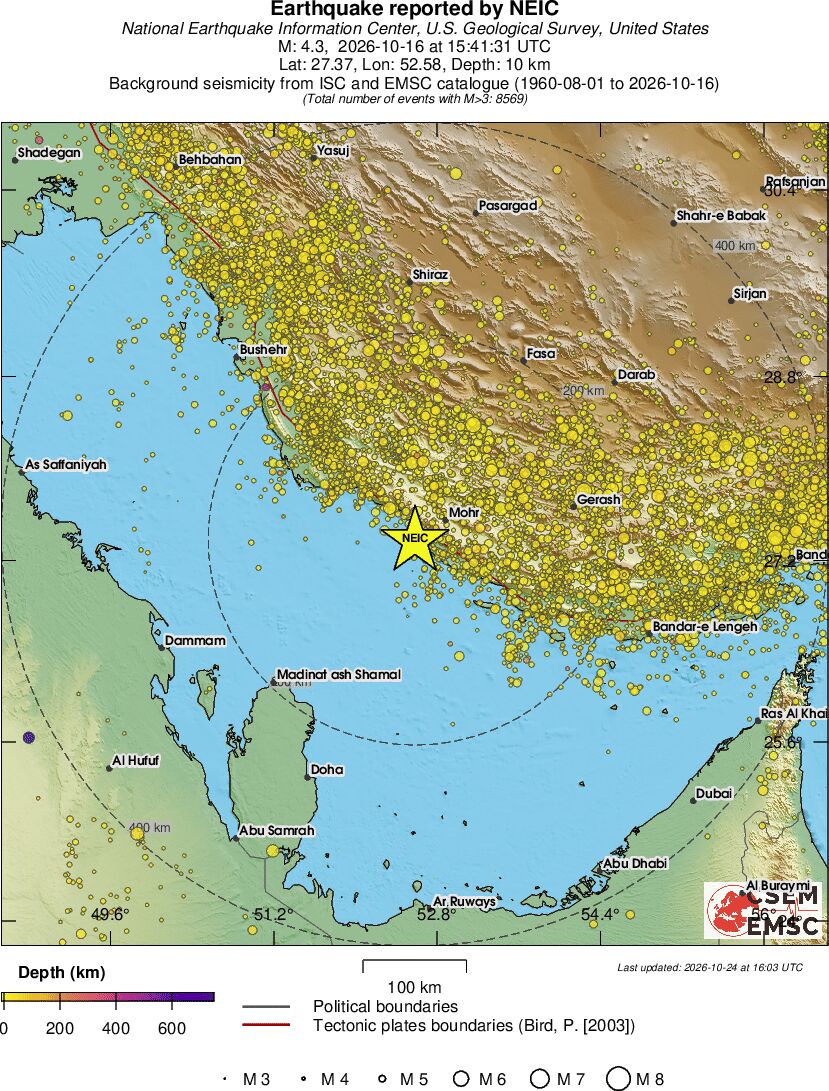 regional depth historical seismicity