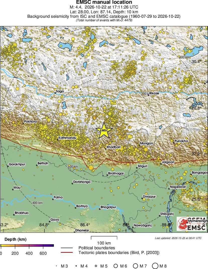 regional depth historical seismicity