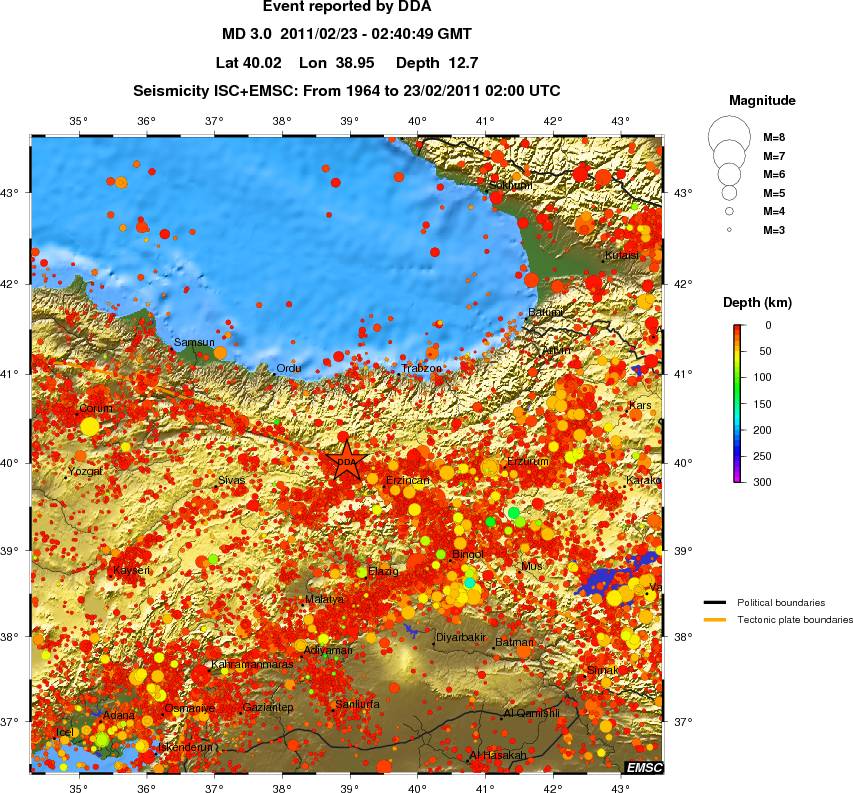 regional depth historical seismicity