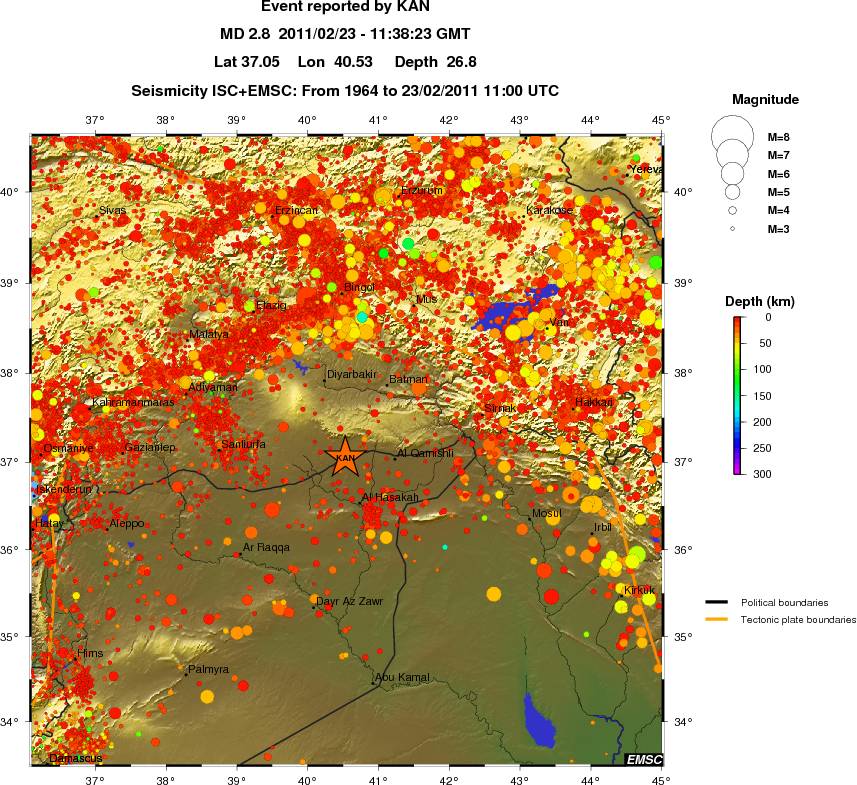regional depth historical seismicity