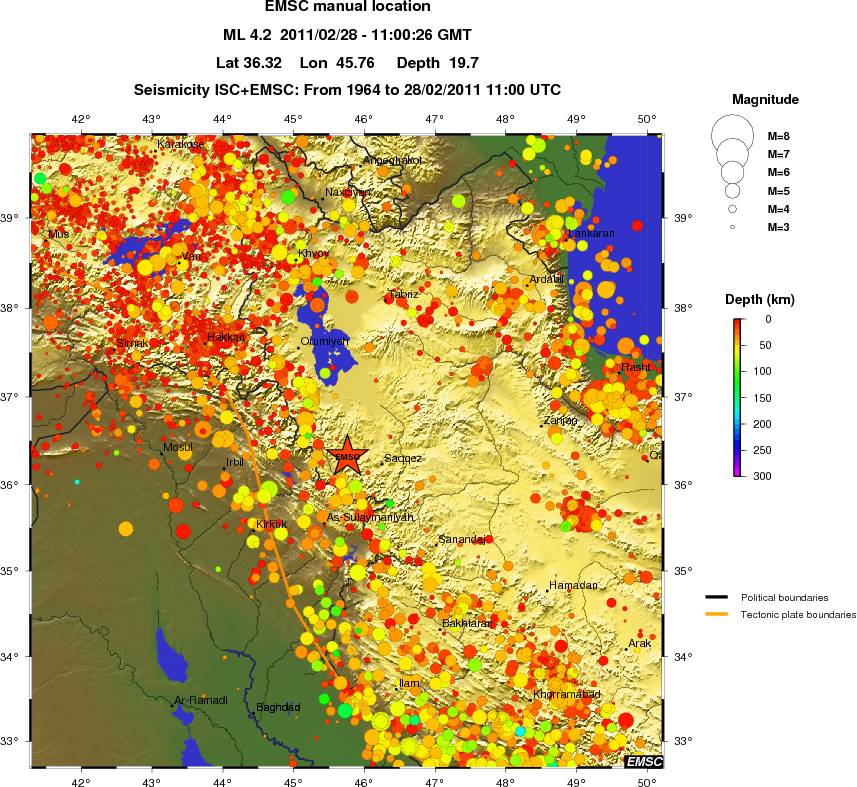 regional depth historical seismicity