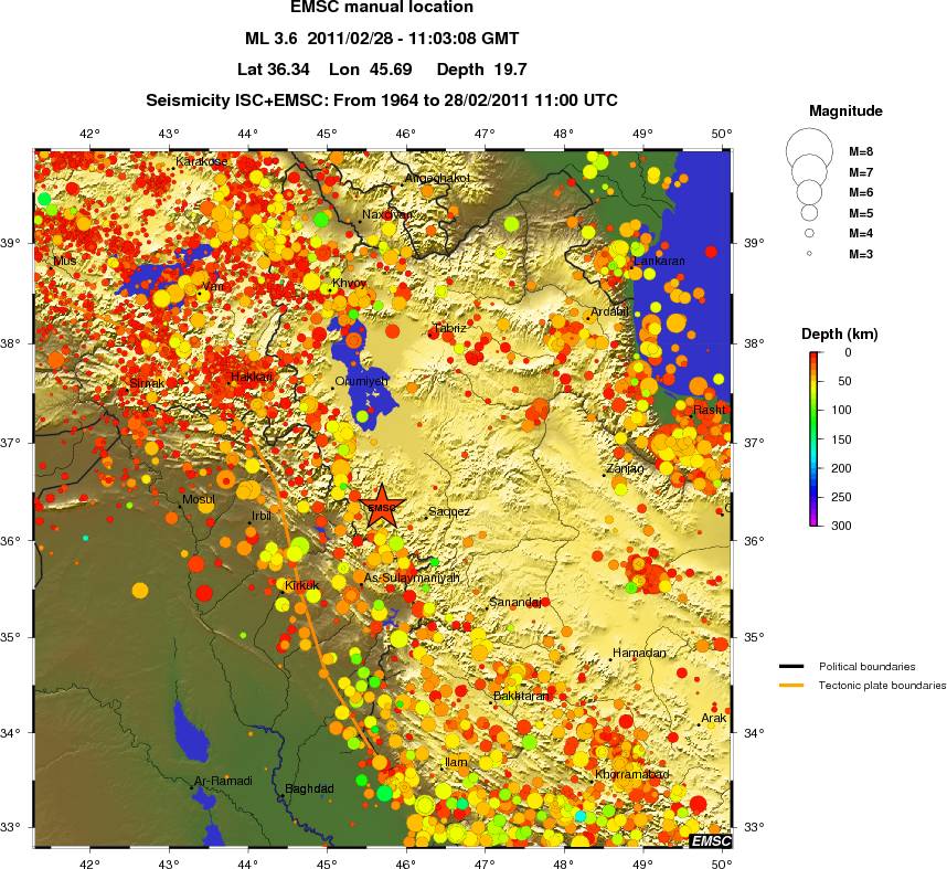 regional depth historical seismicity