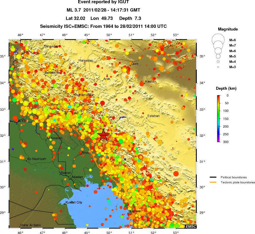 regional depth historical seismicity