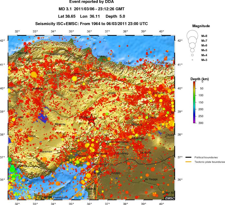 regional depth historical seismicity