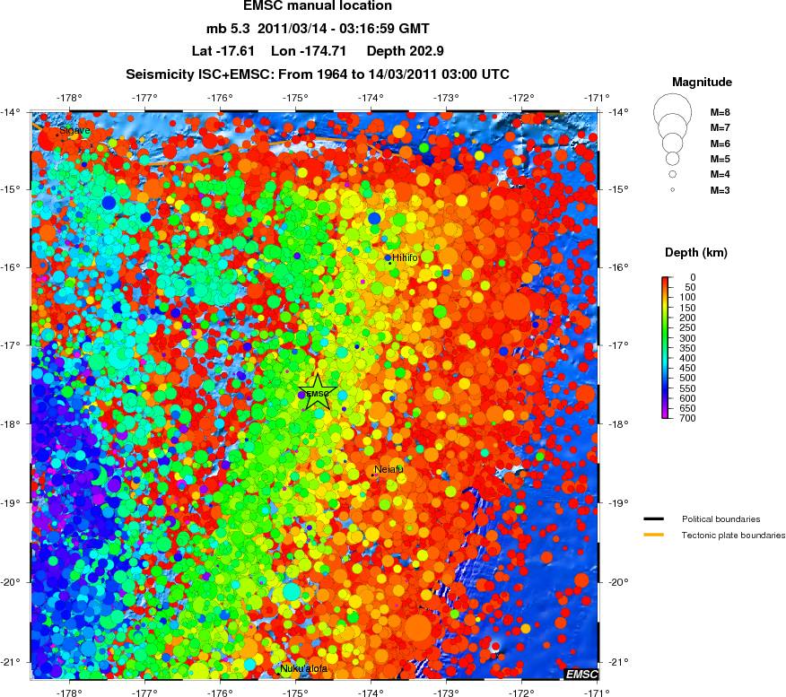 regional depth historical seismicity