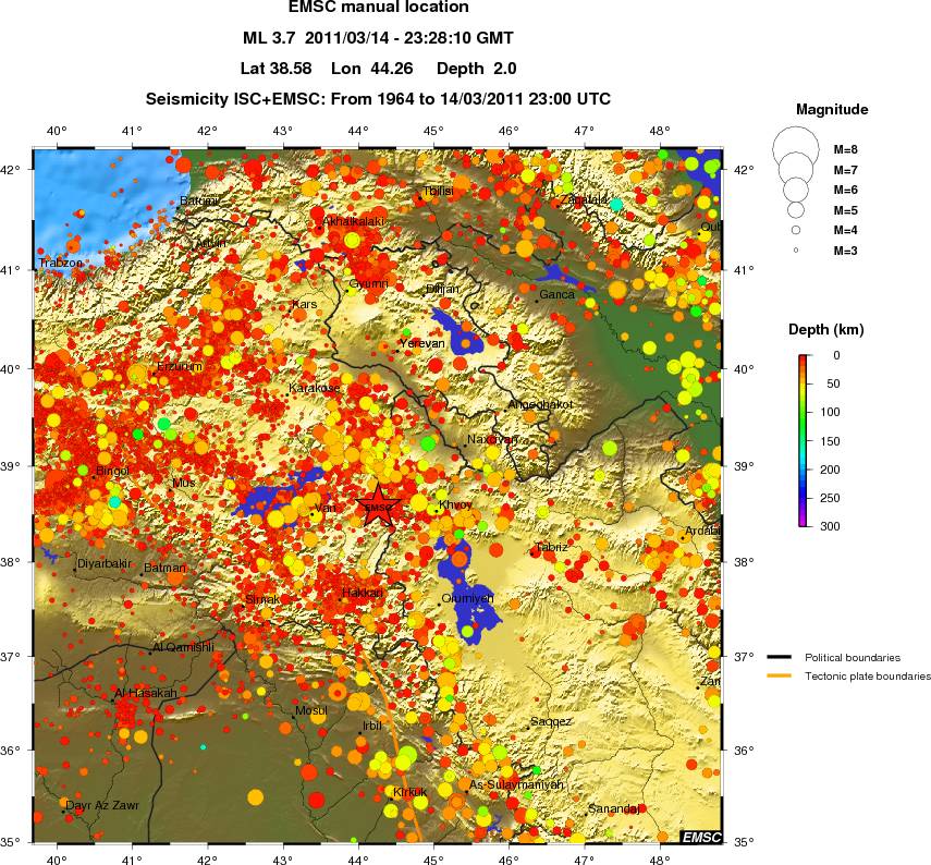 regional depth historical seismicity