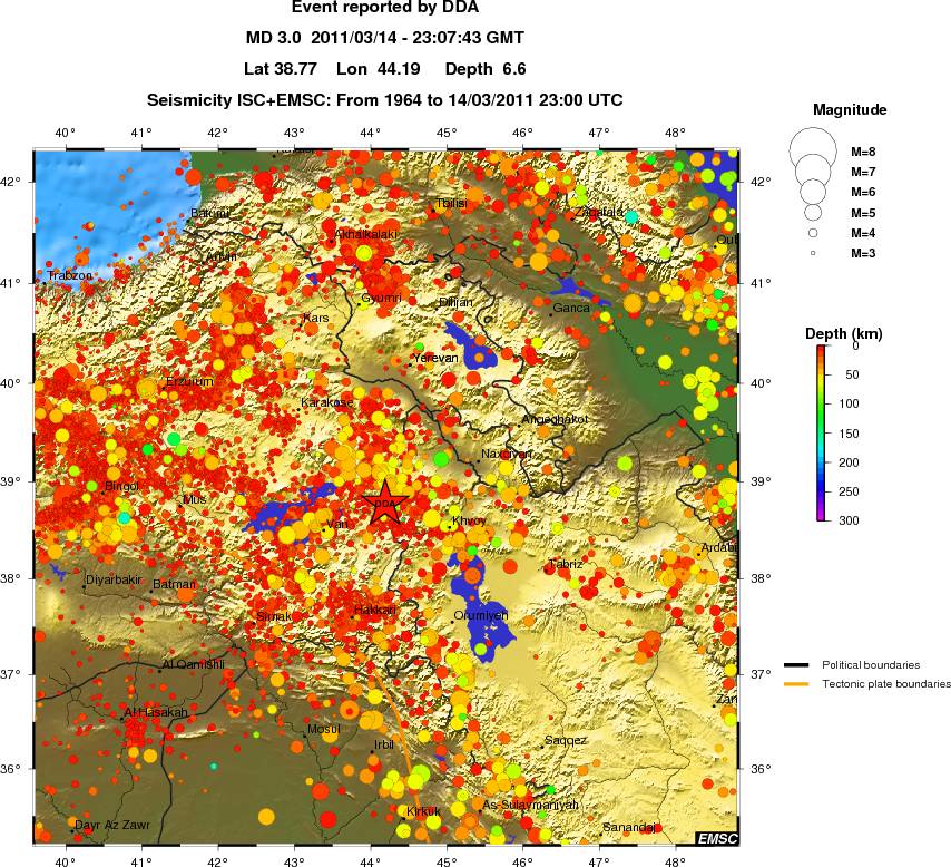 regional depth historical seismicity