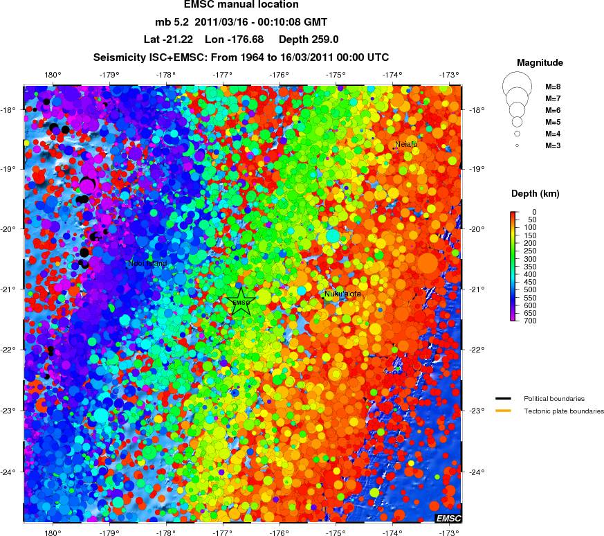 regional depth historical seismicity