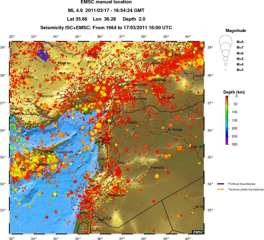 regional depth historical seismicity
