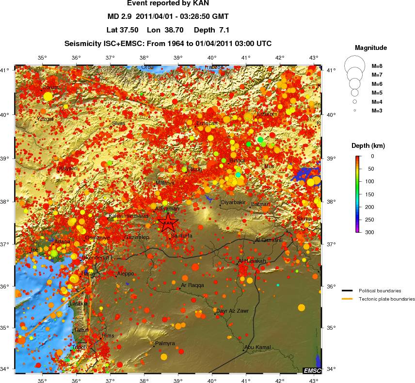 regional depth historical seismicity